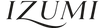 Black 'IZUMI' logo on a white background