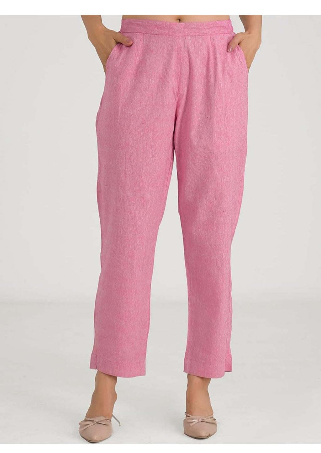 Womens Pure Cotton Straight Pants Regular Fit Casual Wear Trousers