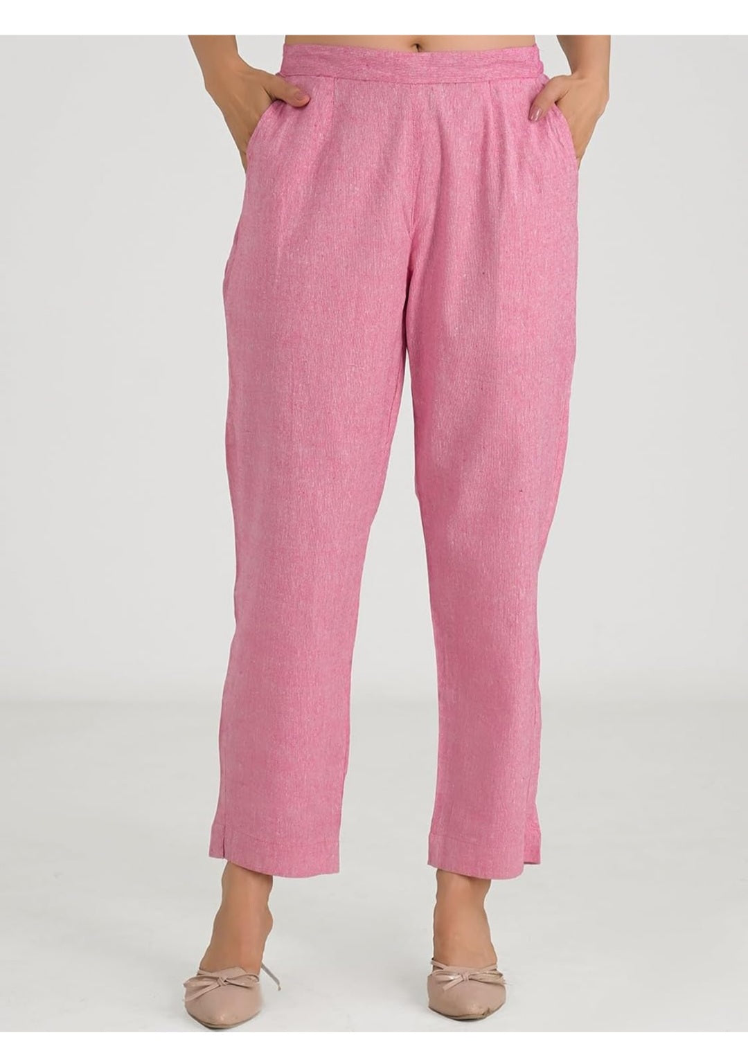 Womens Pure Cotton Straight Pants Regular Fit Casual Wear Trousers