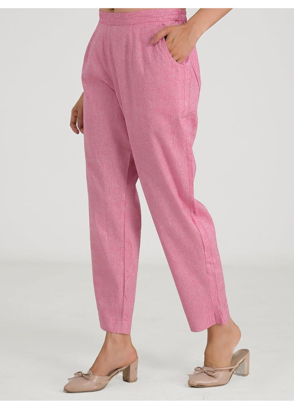 Womens Pure Cotton Straight Pants Regular Fit Casual Wear Trousers